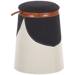 Beliani Kids Pouffe Footstool Faux Linen Upholstered With Storage Beige Apache