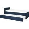 Beliani Modern Fabric EU Small Single Trundle Bed Frame 2ft6 Navy Blue Slatted Marmande