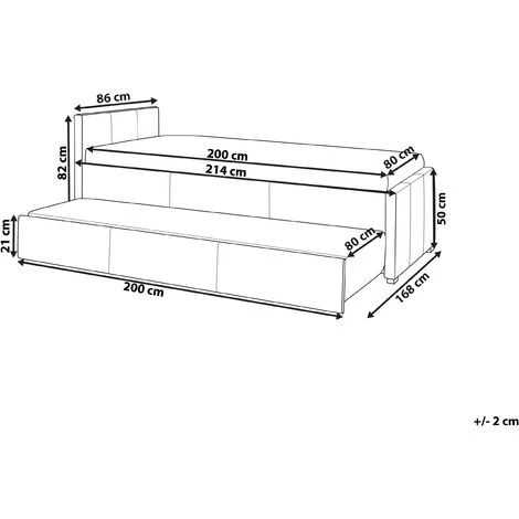 Beliani Modern Fabric EU Small Single Trundle Bed Frame 2ft6 Navy Blue Slatted Marmande - Image 3