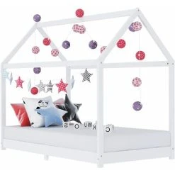 Kids Bed Frame White Solid Pine Wood 90x200 Cm VidaXL