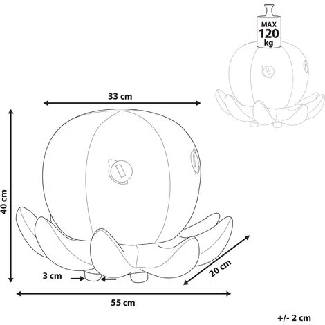 Beliani Kids Sea Animal Stool Velvet Children's Pouffe Playroom Red Octopus - Image 3