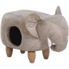 Beliani Kids Animal Stool Elephant Leather-Like With Storage Wooden Legs Grey Jumbo