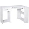 HOMCOM L-Shaped Corner Computer Desk W/ 2 Shelves Worktop Keyboard Tray White