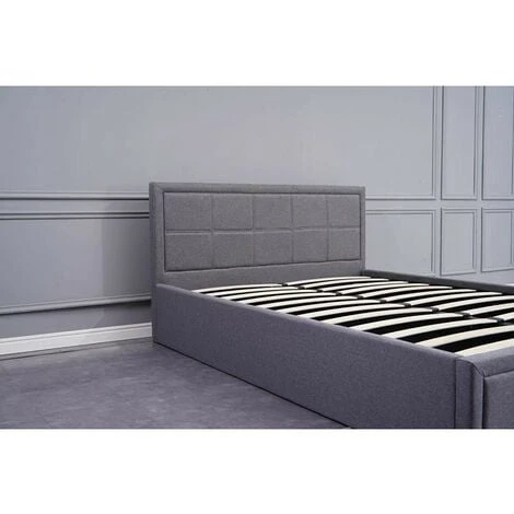 KOSY KOALA Grey Upholstered Storage Ottoman Gas Side Lift Bed Natural Linen Fabric Bed - 3FT SINGLE - Image 4