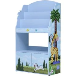 Teamson Kids Fantasy Fields Sunny Safari Kids 3-Tier Wooden Bookcase & Storage Multi TD-13394SS