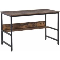 HOMCOM Two-Tier Writing Desk Metal Frame Smooth Shelves W/ Storage Shelf Multicolor