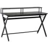 HOMCOM Gaming Computer Desk Writing Table W/ Headphone Hook Curved Front
