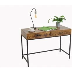 ROOMEE Industrial Design Computer Desk With 2 Drawers