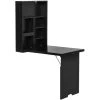 HOMCOM Multi-Functional Folding Wall-Mounted Drop-Leaf Table W/Chalkboard Shelf Black