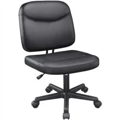 Yaheetech Armless Office Chair Mid-Back Task Chair Adjustable Desk Chair Computer Chair Faux Leather Chair Without Arms
