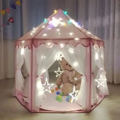 Livingandhome Children Kids Play Tent Fairy Princess Girls Hexagon Playhouse Mesh