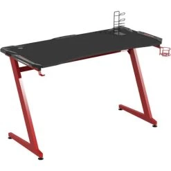 HOMCOM Gaming Desk With Gamepad Holder Cup Holder Headphone Hook Black, Red