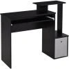 HOMCOM Computer Desk With Sliding Keyboard Tray Storage Drawer Shelf Black