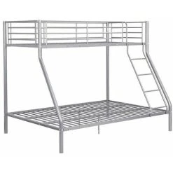 Humza Amani Palmdale Metal Triple Sleeper Bunk Bed, Single / Double (Frame Only) - Silver