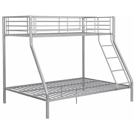 Humza Amani Palmdale Metal Triple Sleeper Bunk Bed, Single / Double (Frame Only) - Silver