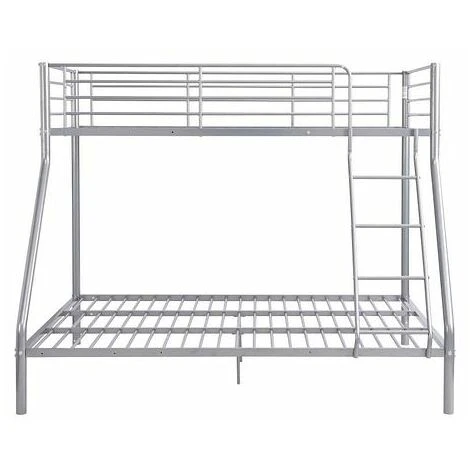 Humza Amani Palmdale Metal Triple Sleeper Bunk Bed, Single / Double (Frame Only) - Silver - Image 3
