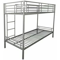 Humza Amani Torquay 3FT Single Metal Bunk Bed Frame In Silver (Frame Only)