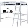 Humza Amani Wooden Study 3FT Bunk Bed Frame With Desk In White - Frame Only
