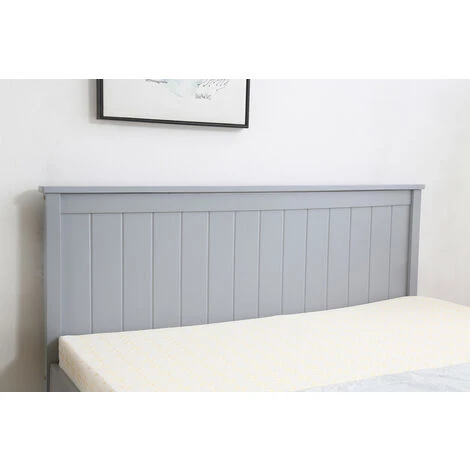 ROOMEE Wooden Double Grey With Oak Top Bed Frame With Mattress - Image 3