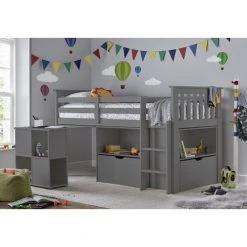 Bedmaster Milo Sleep Station Desk Storage Kids Bed Grey