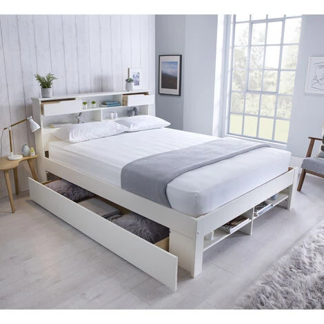 Bedmaster Fabio Wooden Bed White Double