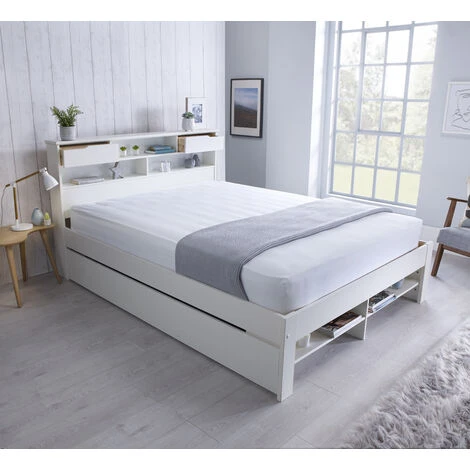 Bedmaster Fabio Wooden Bed White Double - Image 2