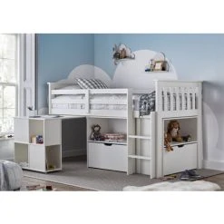 Bedmaster Milo Sleep Station Desk Storage Kids Bed White
