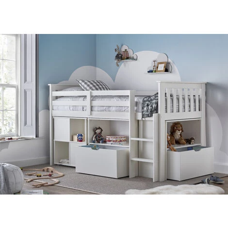 Bedmaster Milo Sleep Station Desk Storage Kids Bed White - Image 2