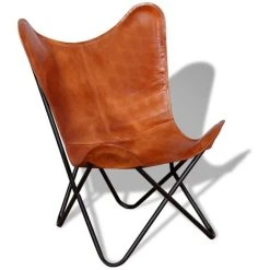 Devenirriche Butterfly Chair Brown Real Leather