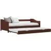 Devenirriche Pull-out Sofa Bed Frame Dark Brown Pinewood 90x200 Cm