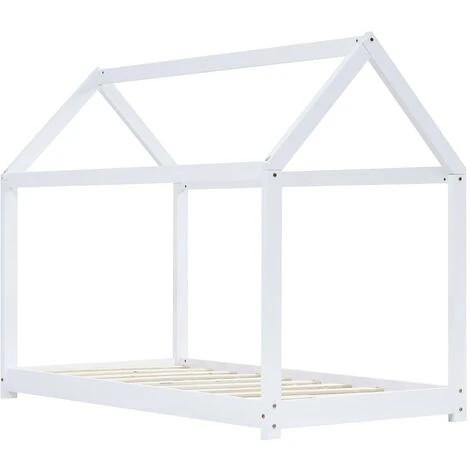 Devenirriche Kids Bed Frame White Solid Pine Wood 70x140 Cm - Image 2