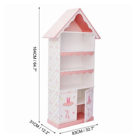 Teamson Kids Kids Swan Lake Bookcase By Fantasy Fields Wooden Book Shelf Rack Tidy TD-12717A - Image 4