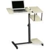 Relaxdays Laptop Desk Height-Adjustable Extra Large Portable Computer Stand 100x77x40cm Notebook Table Sofa Desk Side Table W/ 4 Wheels W/ Brakes For Tablets W/ Mouse Surface And Anti-Slip Bar, Cream