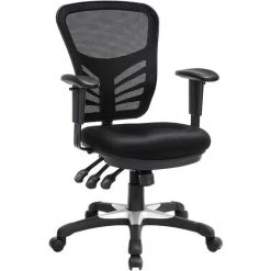 Songmics Office Chair Ergonomic, Computer Mesh Desk Chair, Adjustable Armrests, Unique Height Adjustable Backrest, Tilt Function And Position Lock, Lumbar Support, Black OBN52BKUK