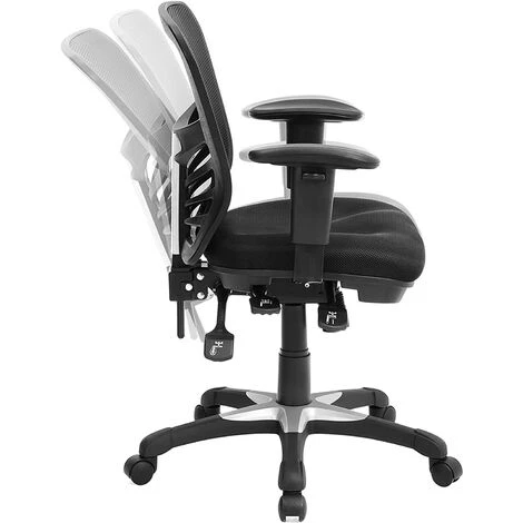 Songmics Office Chair Ergonomic, Computer Mesh Desk Chair, Adjustable Armrests, Unique Height Adjustable Backrest, Tilt Function And Position Lock, Lumbar Support, Black OBN52BKUK - Image 3
