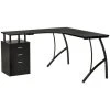 HOMCOM L-Shaped Corner PC Desk Table W/ Drawer Home Office Workstation Black