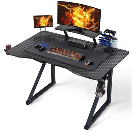 Yaheetech Black Computer Desk Modern Writing Desk Table Stable Gaming Desk Workstations For Home Office Conference Work And Study