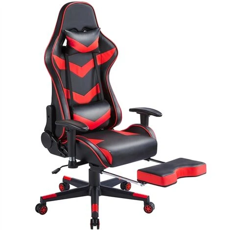 Yaheetech Ergonomic Gaming Chair Racing Chair, Black/Red - Image 2