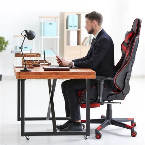 Yaheetech Ergonomic Gaming Chair Racing Chair, Black/Red - Image 3