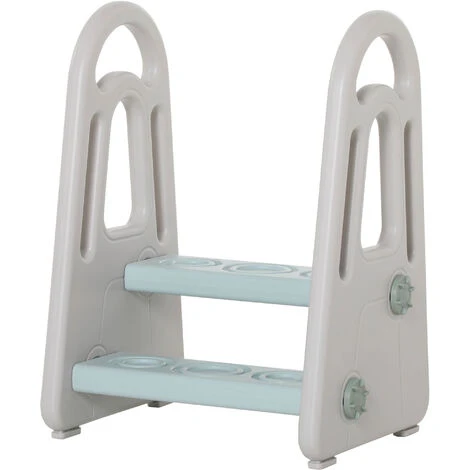 HOMCOM Two-Step Stool For Kids Toddlers With Handle For Toilet Potty Training
