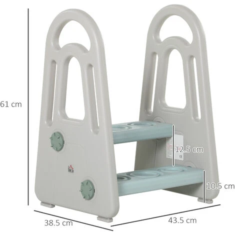 HOMCOM Two-Step Stool For Kids Toddlers With Handle For Toilet Potty Training - Image 2