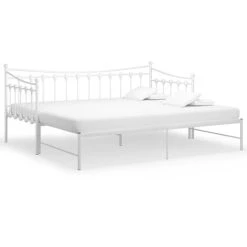 Pull-out Sofa Bed Frame White Metal 90x200 Cm VidaXL