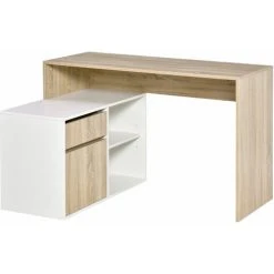 HOMCOM L-Shaped Corner Computer Desk Study Table W/ Storage Shelf Drawer Office