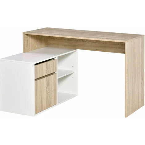 HOMCOM L-Shaped Corner Computer Desk Study Table W/ Storage Shelf Drawer Office