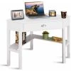 Costway Corner Desk Computer Table Home Office Writing Workstation W/ Drawer & Shelves