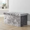 Home Source Large Folding Ottoman Grey Ice Velvet Fabric Chest Solid Storage Space Saving