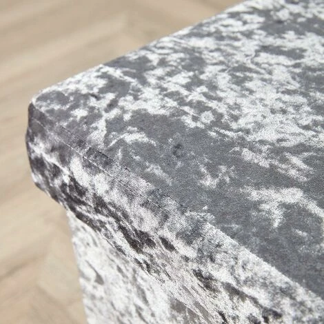 Home Source Large Folding Ottoman Grey Ice Velvet Fabric Chest Solid Storage Space Saving - Image 3