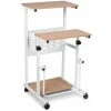 Costway 2-In-1 Mobile Computer Desk Height Adjustable Sit Stand Converter Lifting Desk