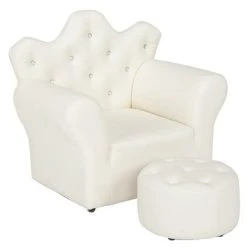 FAMIHOLLD Kids Children Sofa Seat Armchair Lounger Couch Furniture With Footstool - White