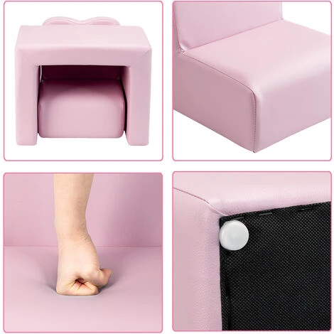 FAMIHOLLD 2in1 Children Sofa Multi-Functional Kids Armchair Sofa And Table-Pink - Image 5